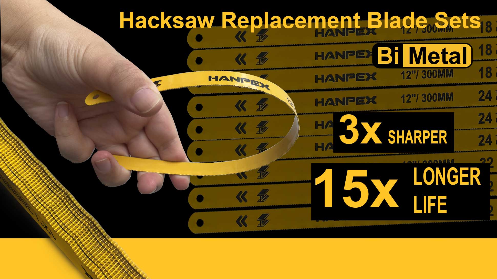 Hanpex Hacksaw Replacement Blades (10 Pack) High Speed 18 TPI - 12