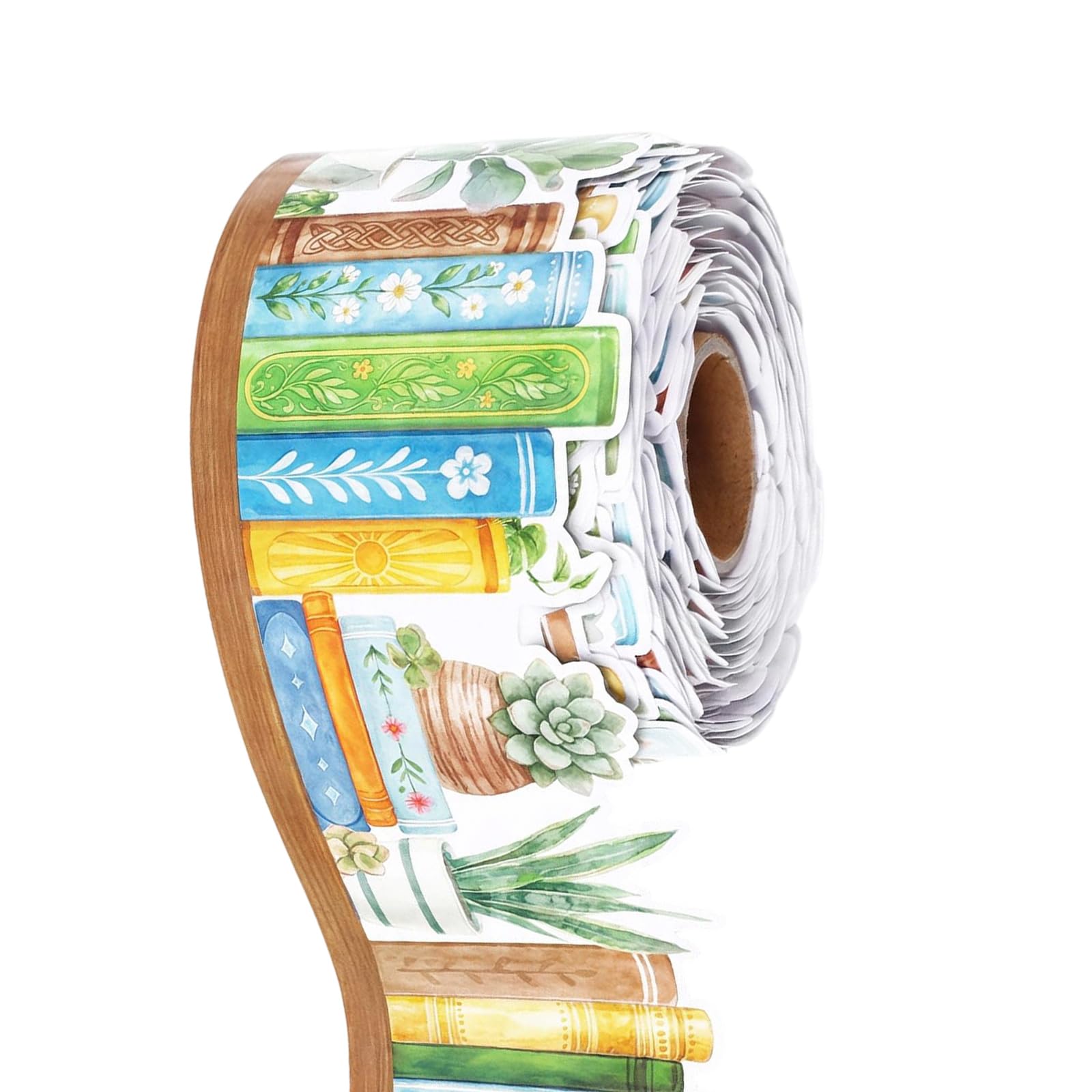 Bulletin Board Border Trim 10M Painted Book Flower Decorative Border Sticker for Classroom Chalkboard Kid Room Decoration Classroom Wall Decoration