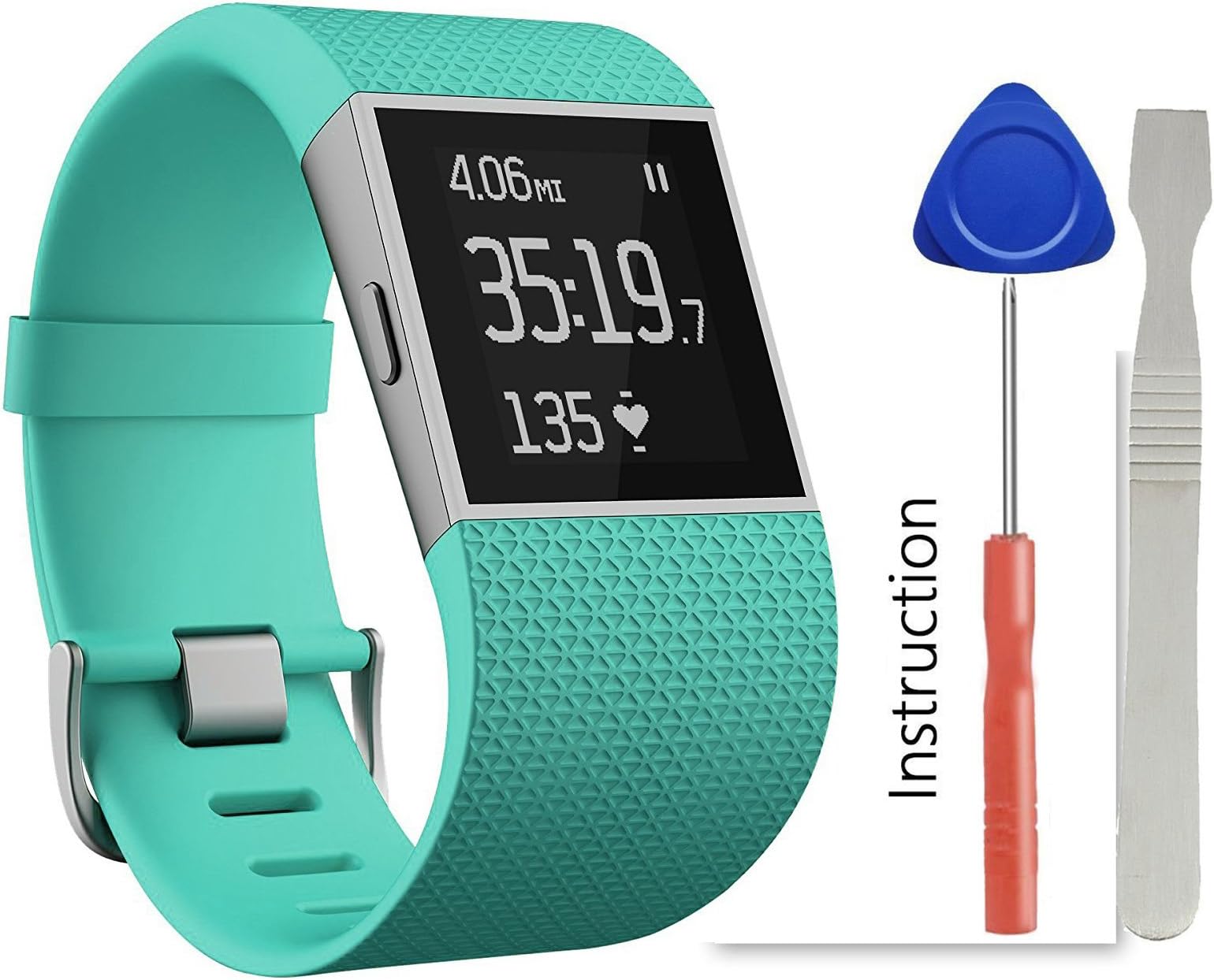 ACBEE for Fitbit Surge Band Strap with Tools and Operation Manual, Silicone Wristband Accessories for Fitbit Surge (Teal, Small)