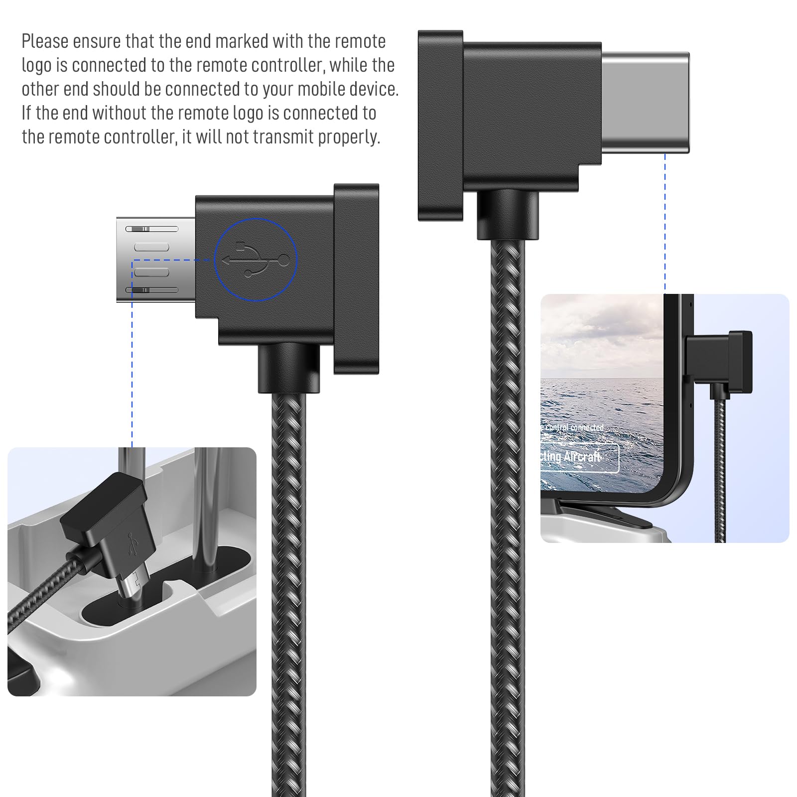 chenyang Cavo per telecomando da Micro USB a Micro USB da 11,8 pollici per Mavic Mini/Mini SE/Mavic 2 Pro/Zoom/Mavic Air/Mavic Pro/Spark