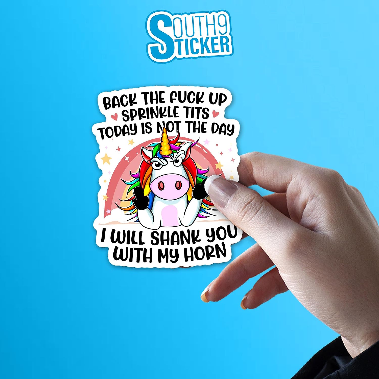 (3Pcs) Unicorn Back The Fuck Up Sprinkle Tits Today Is Not The Day Sticker 2" I Will Shank You With My Horn Funny Unicorn Vinyl Die-cut Stickers for Laptop Water Bottle Accessory Bumper Gifts 2 Inches image 5