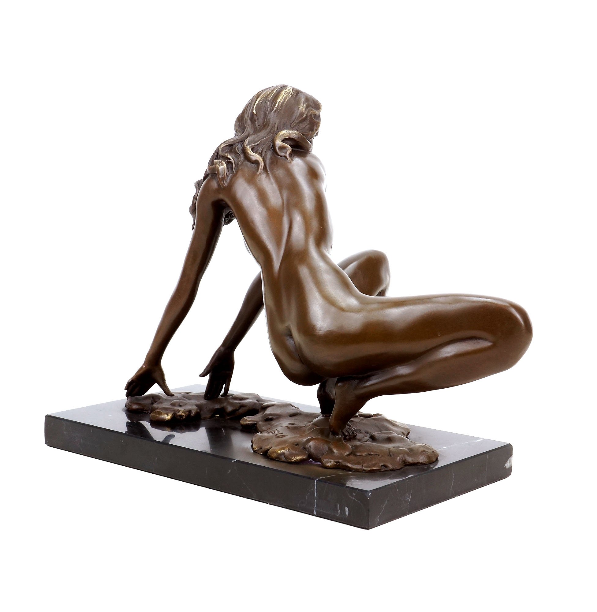 Kunst & Ambiente - Erotik Skulptur - Hockende Amazone - Aktbronze - signiert Césaro - Erotik Akt - Sexy Bronzefigur - Sexy Figuren Kaufen