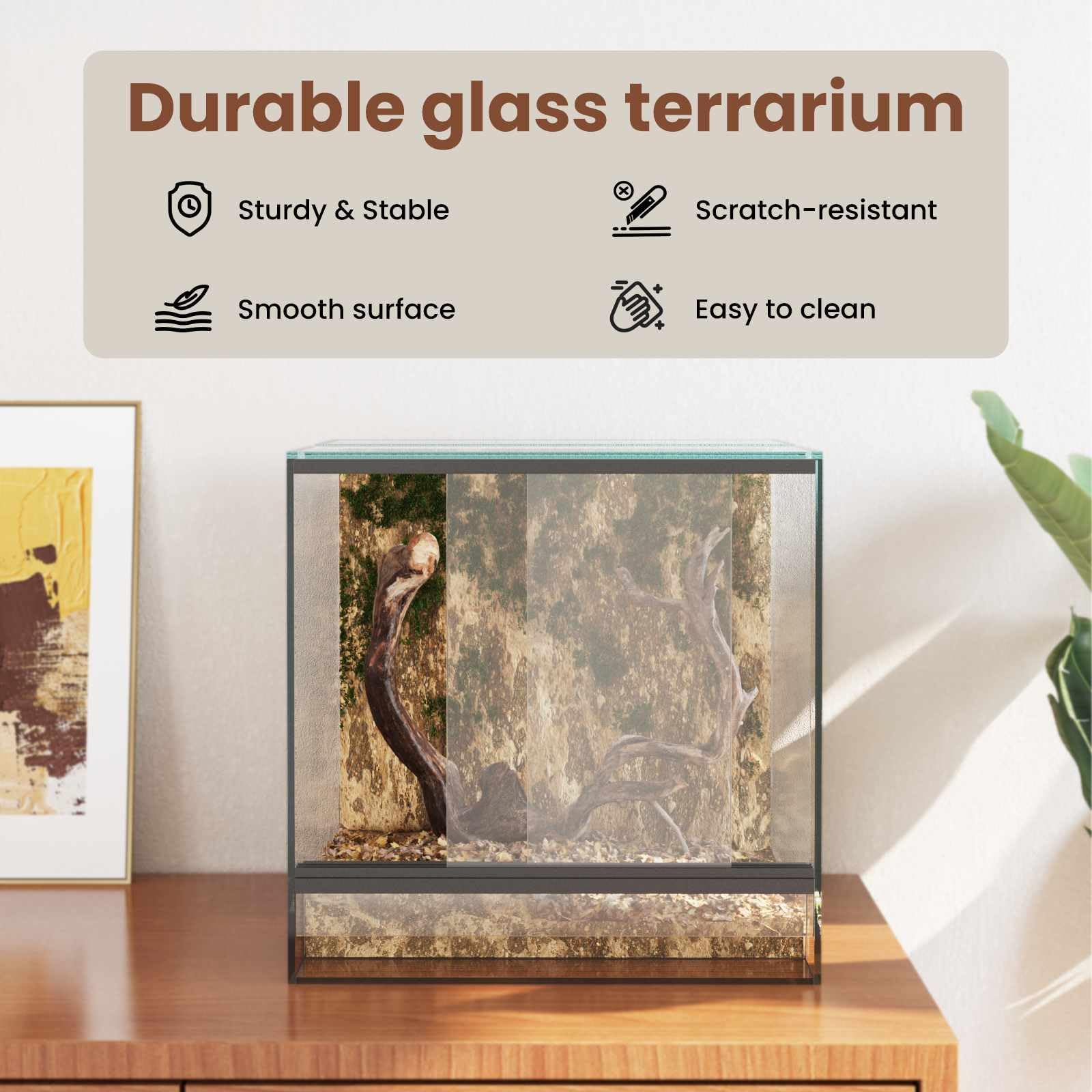 vidaXL Terrario Transparente 30 x 30 x 30 cm Cristal, Terrario de Vidrio Moderno, Refugio Resistente, hábitat 360°, hogar Transparente para Animales