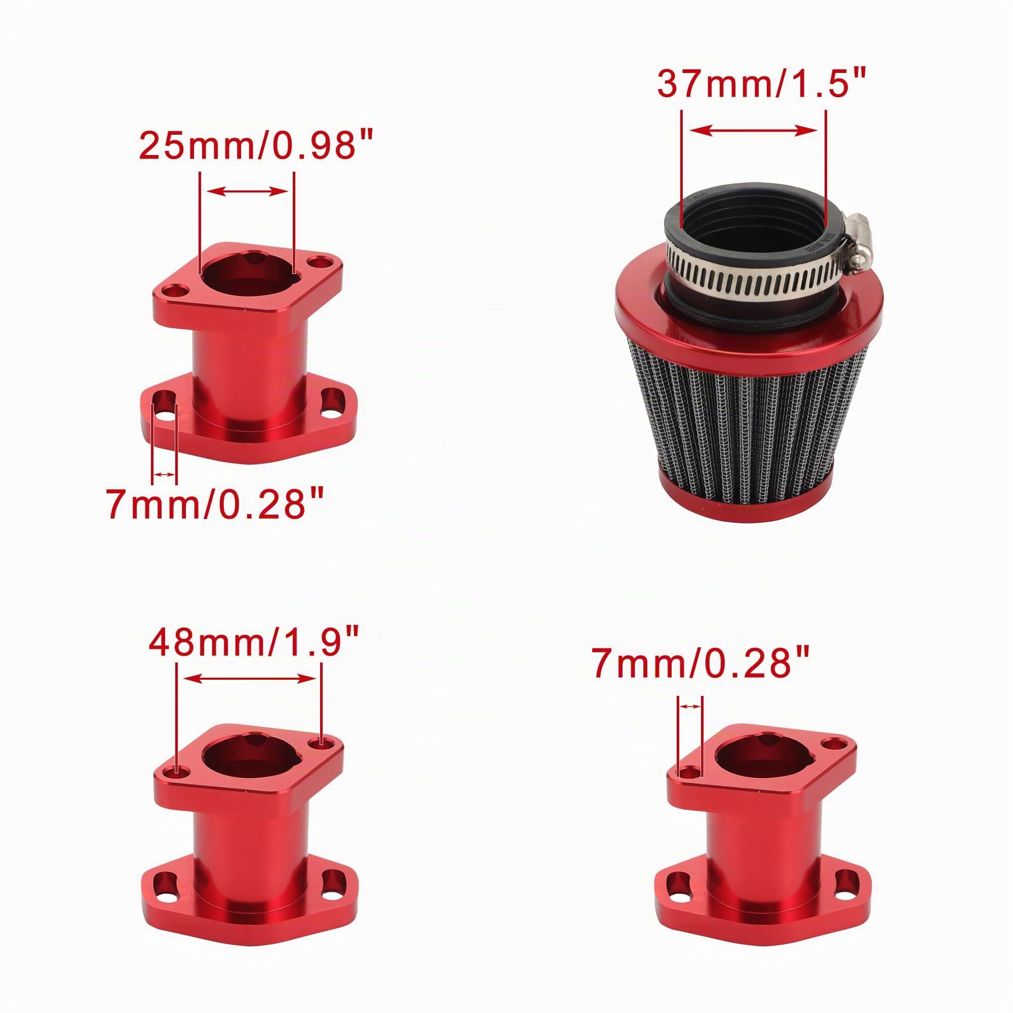 WOOSTAR 26mm Carburador VM22 con Filtro de Combustible Tubo Gasolina Ingesta Maniquí Juntas Reemplazo para Predator 196cc 212cc Coleman CT200U BT200X KT196 GX160 GX200 6.5hp Motor Mini Bike Rojo