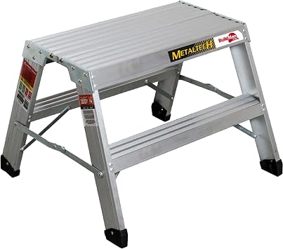 Metaltech E-PWS7000AL Buildman Grade 2-ft. حصان منشار موقف العمل ، سلم صغير لتحسين المنزل وسقالات البناء مقعد العمل مع سطح مقاوم للانزلاق وأقدام مطاطية