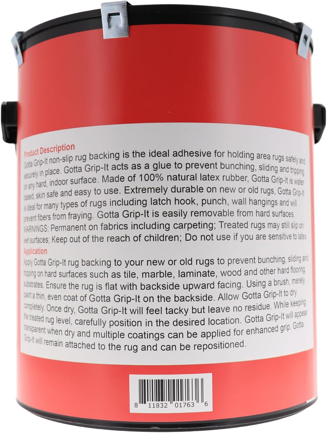 Gotta Grip-It Non-Slip Rug Fixative Gum - 1 Gallon - Safe and Easy to Use, Machine Washable and Dryer Safe, Backings Adhesive, Natural, Clear Latex