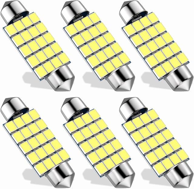 Xnourney 578 LED Bulb,Super Bright 2835 Chips Latest 41mm 42mm 1.65in Festoon bulbs,DE3425 DE3423 for Car Interior Map Dome License Plate Courtesy Lights ,211-2 569 Led Bulbs 12V (Pack of 6)