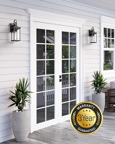 Miniatura 7 de VIANIS Farol de pared para exteriores del anochecer al amanecer, accesorios de luz exterior negra, lámparas de montaje en pared para porche, luces