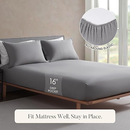 Miniatura 10 de DAPU - Fundas de almohada de lino puro (1 par), tejido de lino natural francés 100% (Queen, blanco)