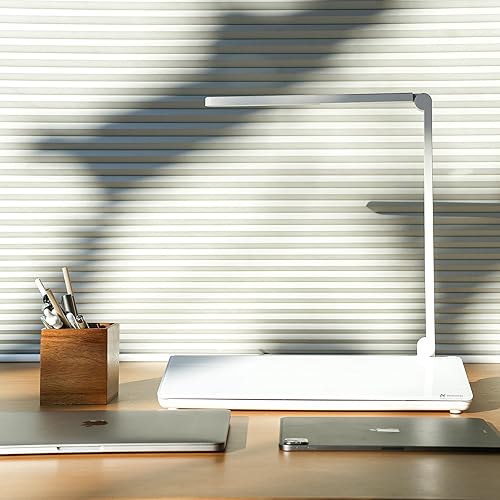 Varhomax Pizarra blanca de cristal para escritorio con lámpara, pizarra blanca de borrado en seco con luz LED de escritorio y lista de tareas