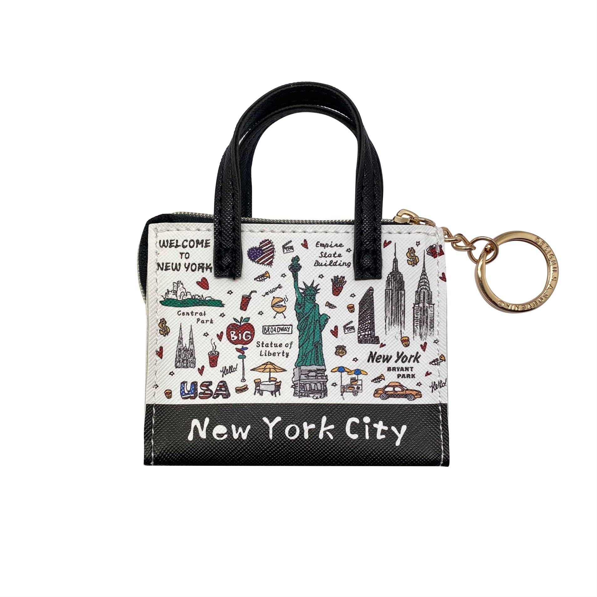 DESIGN U.S.A. SOUVENIR Girls & Women Fashion Cute Classic Elegant New York Souvenir Handbag-Style Pouch Coin Purse (JP-330131G)