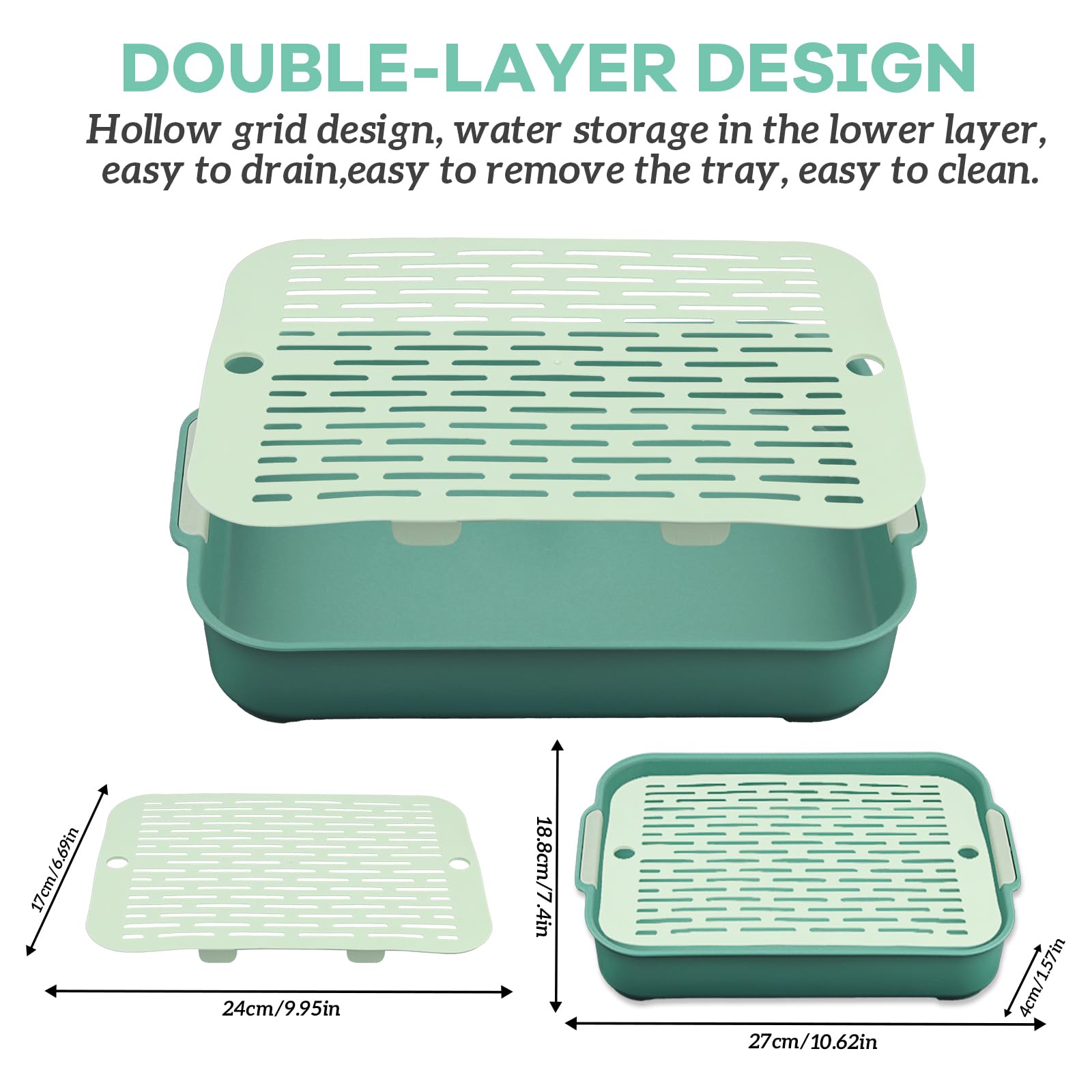 Rabbit Litter Tray, Animal Toilet, 27 x 18.8 x 4 cm Rabbit Litter Tray, Litter Tray for Small Animal Toilet, Pot Trainer Use in Cage, Tray with Grid for Hamster - Image 2