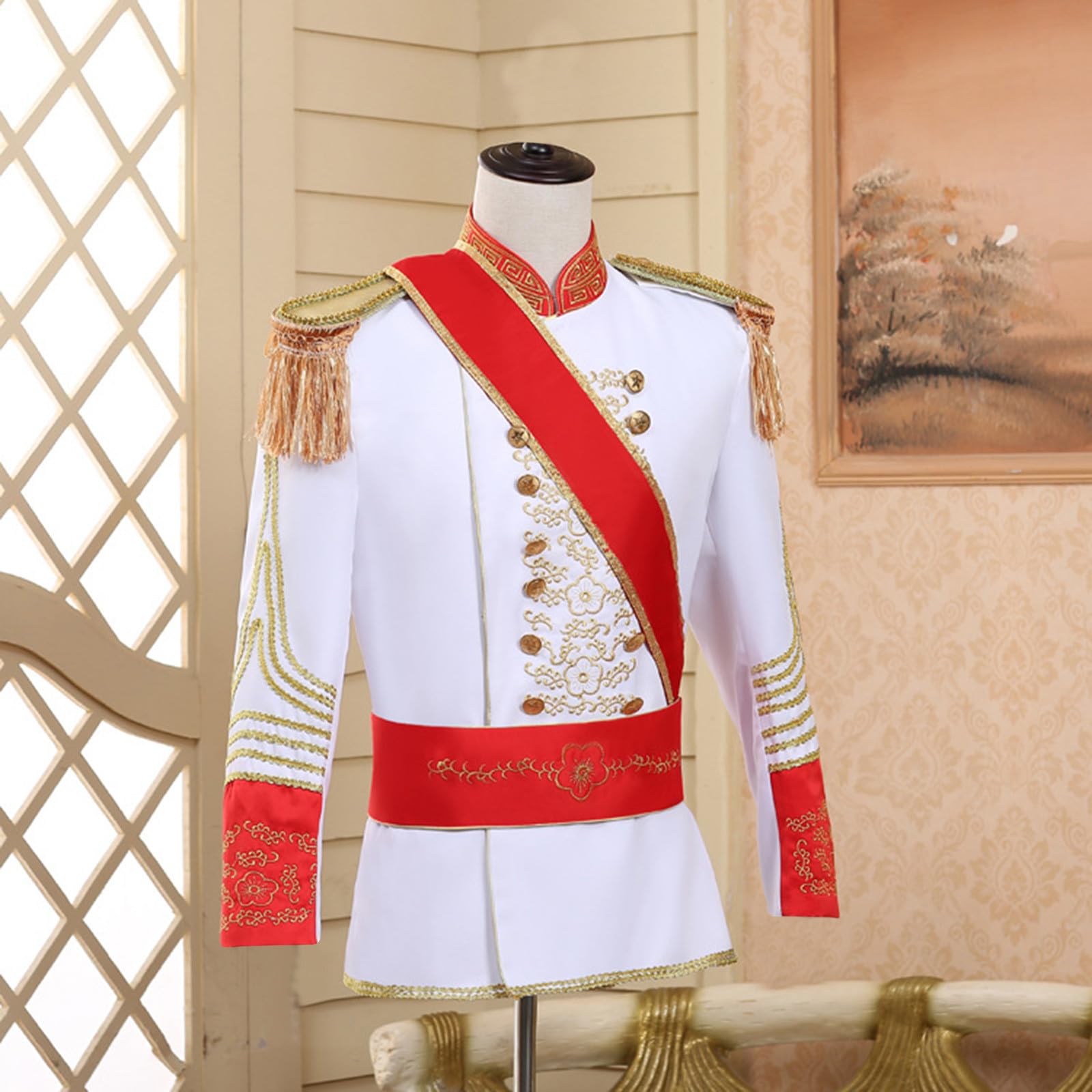 Herren Prinz Sakko, Blazer Steampunk Mantel Mittelalter Viktorianischen Retro Frack 2 Teilig Business Anzug Mäntel und Hose Soldat Kostüm Top Jacke Militär Offizier Mantel Karneval Mottoparty