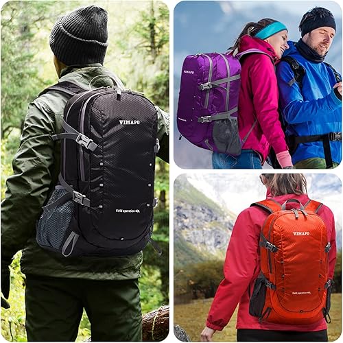 Miniatura 6 de Mochila de senderismo ligera de 40 L, mochila plegable de viaje para hombres y mujeres, mochila, Púrpura, Mochilas de
