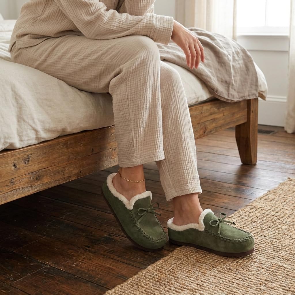 CUSHIONAIRE Creek Genuine Leather Suede Womens Slippers Casual House Shoes image 2