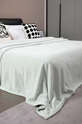 Miniatura 8 de Mellowdy Manta de franela de felpa extra gruesa (menta pálida, 60 x 80)  Manta cálida de 500 GSM tamaño individual para invierno, otoño, suave,