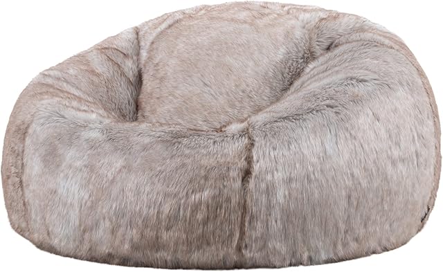 icon Lapin Faux Fur Bean Bag Chair, Grey, Luxury Fluffy Bean Bags Adult, Large Bean Bags with Filling Included, Living Room Bean Bags