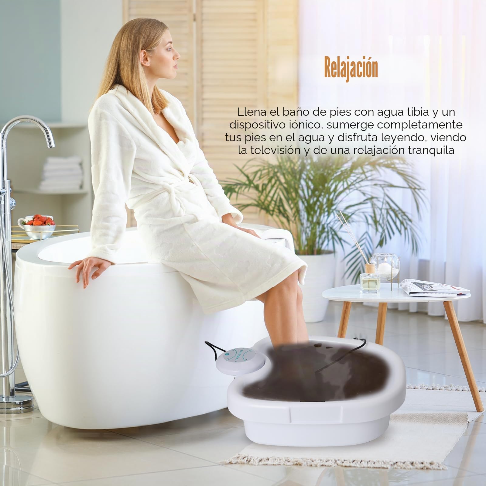 Baño de pies iónico, de electrólisis, baño de pies Ionic Detox, pie de baño de pie masajeador, spa iónico para los pies 2.0, pie spa desintoxicación, máquina, cuenca de 38 x 48 cm (con cuenca)