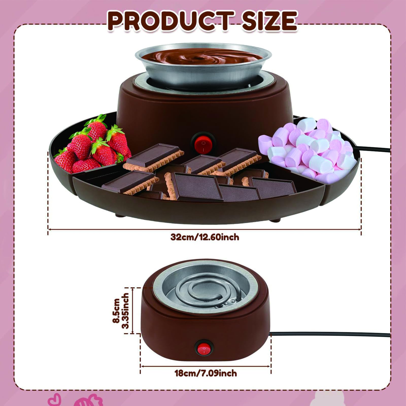 2-en-1 S’Mores Maker & Set de Fondue de Chocolate – Asador Eléctrico de Malvaviscos 280W con Temperatura Ajustable & 14 Accesorios, Kit Indoor para Fiestas, Noches de Película & Regalos