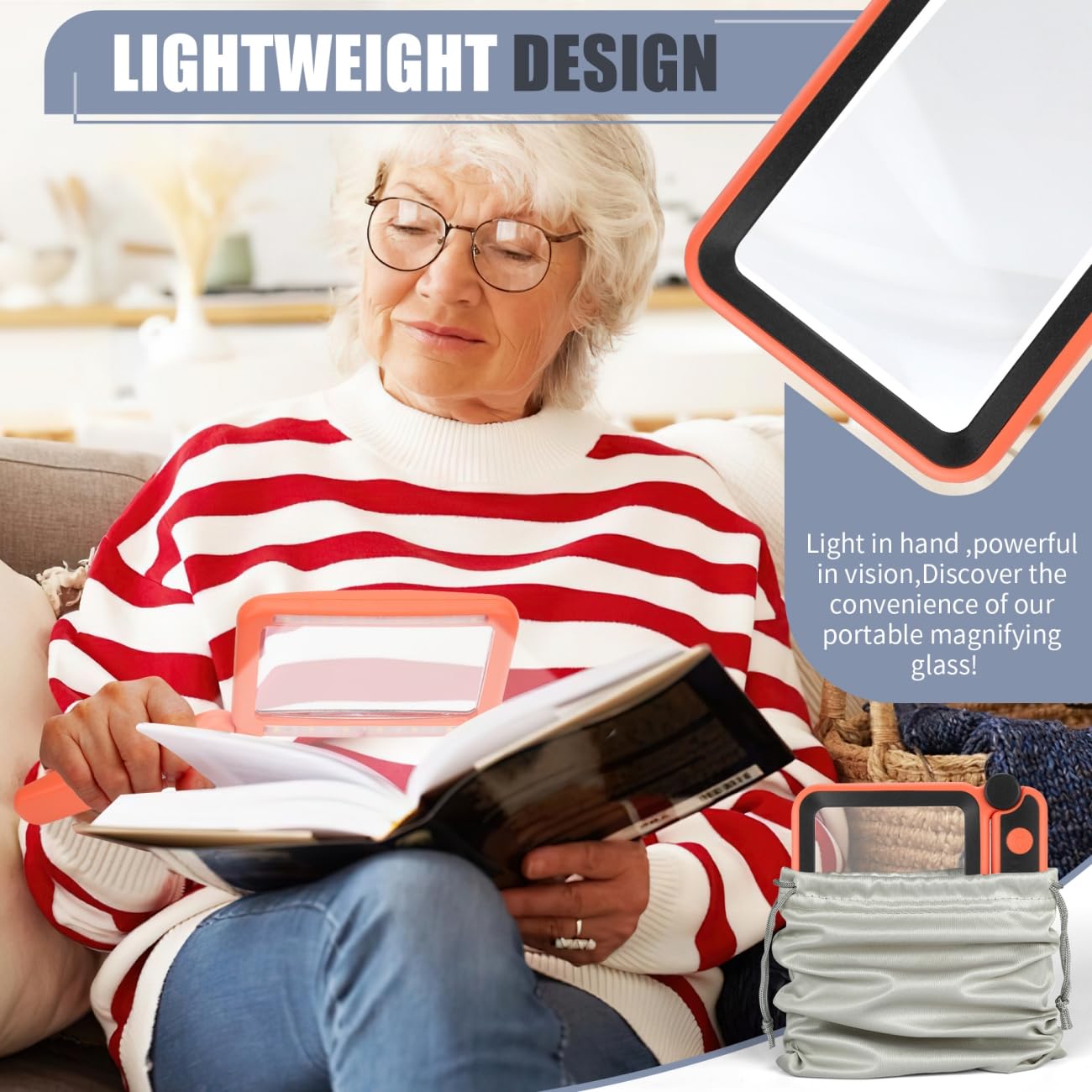 Lupa de lectura para libros, naranja-negro