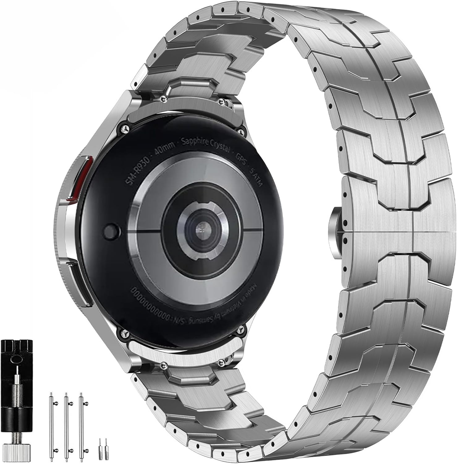 No Gap Metal Bands for Samsung Galaxy Watch 7 6 5 4 FE 40mm 44mm/5 Pro Band 45mm/Watch 4/6 Classic Bands 43mm 46mm 42mm Men Women,Gapless Replacement Solid Stainless Steel Strap Correa Reloj,Silver