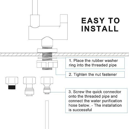 Miniatura 4 de ErSi Grifo de filtro de agua, grifo de agua potable de ósmosis inversa, grifo giratorio plegable para ventana de apertura interior, barra de cocina,