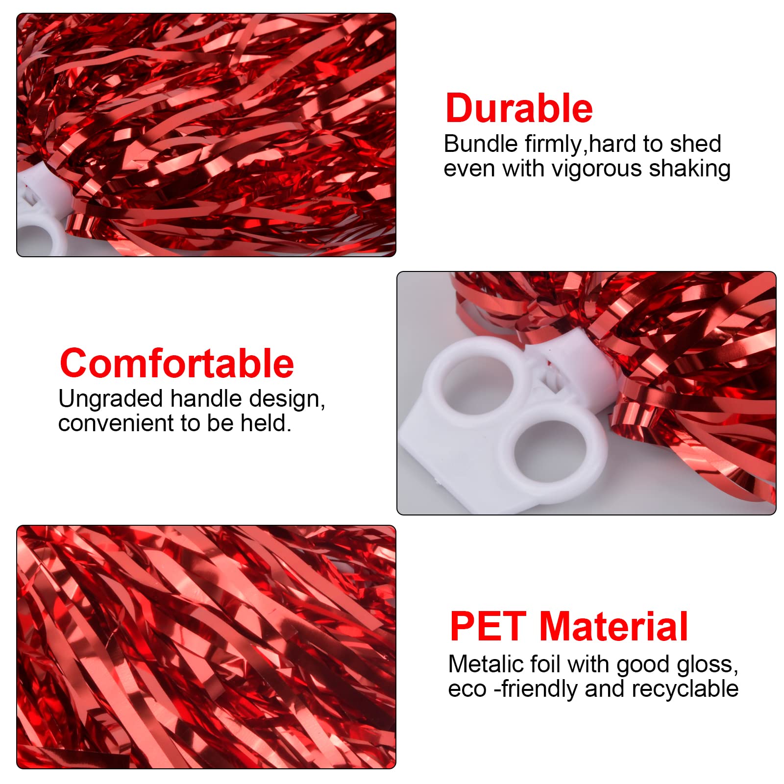 Pinsheng 6 Piezas Pompones de Animadora, Pompones de Porristas Pompones Deportivos con Anillo de Plástico para Bailar, Fiestas Deportivas Animar - 4