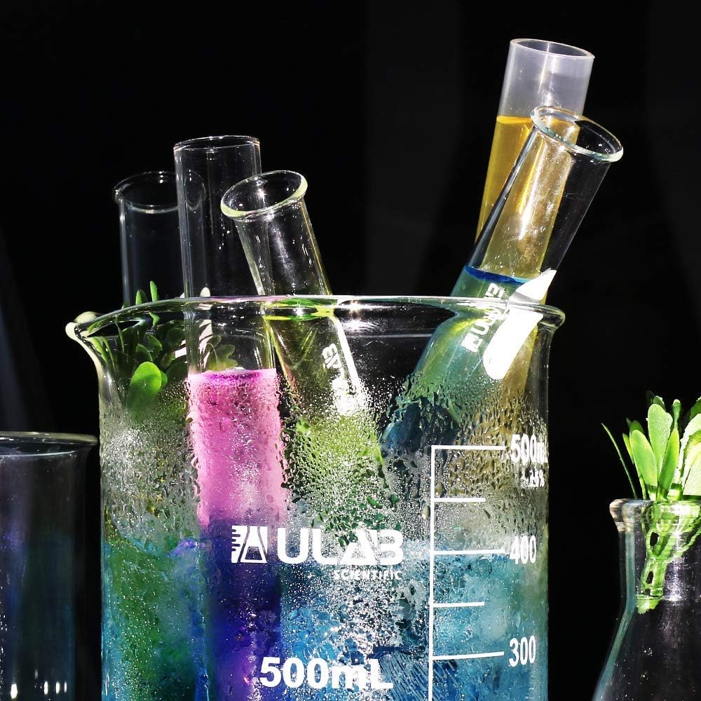 ULAB 6 Stück Glas Berker 500ml, Borosilikatglas Becher mit Graduierung, Glasbecher Set für Labor, Küche, Schule UBG1038