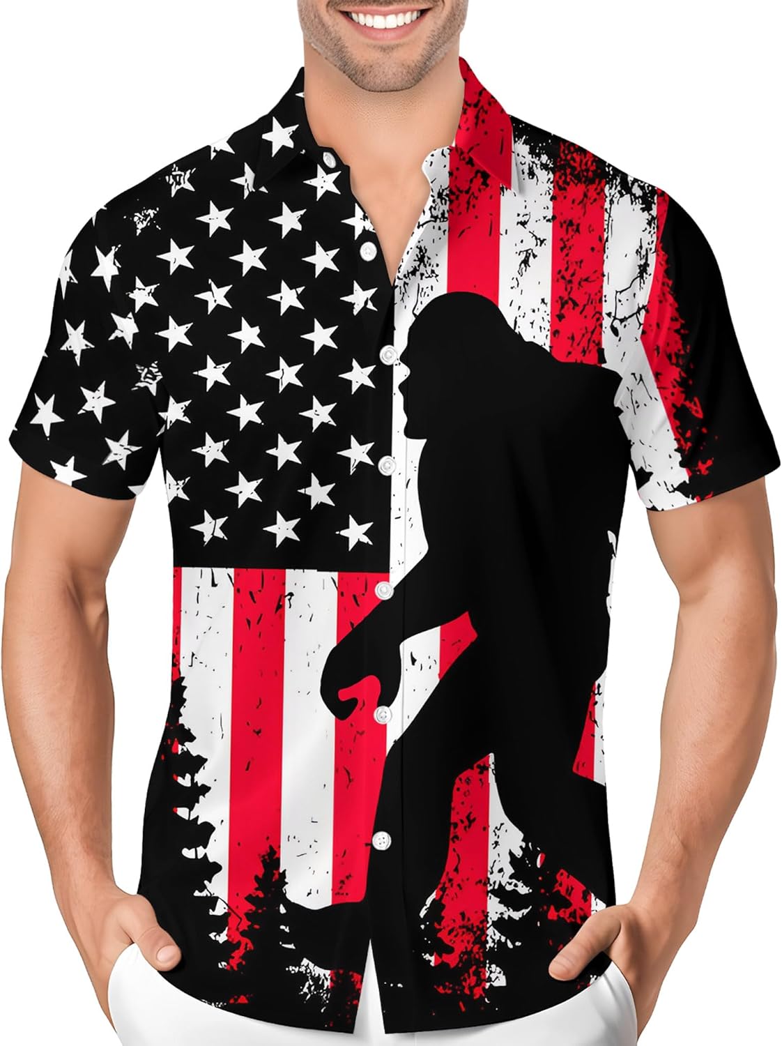 PAGYMO Funny Hawaiian Shirt for Men Print Novelty Crazy Graphic Button Down Beach Summer Vacation Party Aloha Shirts