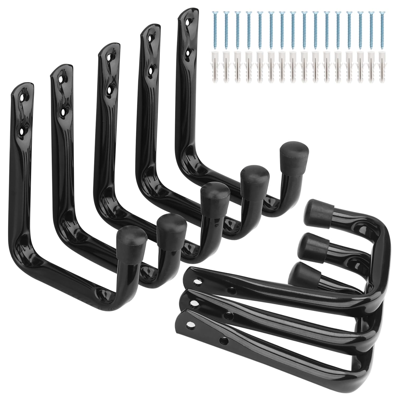 Moundnaik Garage Wall Hooks, 8 Pcs Garage Storage Hooks, Garage Hook for Hanging Heavy Duty Items (Black, 11.5cm x 8.9cm)