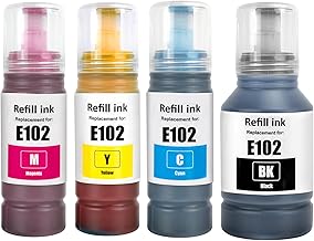 102 Ink Compatible with Epson ET-2700 ET-2850 ET-3700 Printer | 4 multipack, compatible with Epson ET-2750 ET-2751 ET-2756 ET-2851 ET-2856 ET-3750 ET-3850 ET-4750 ET-4850 ET-4856 ET-15000