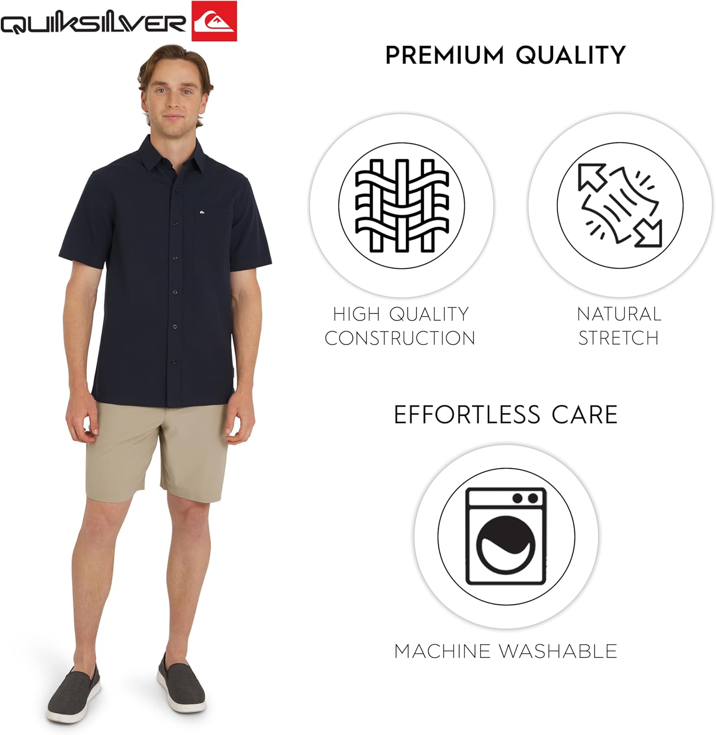 Quiksilver Men's Regular Fit Premium Cotton Short Sleeve Button Down Seersucker Shirt - Image 6