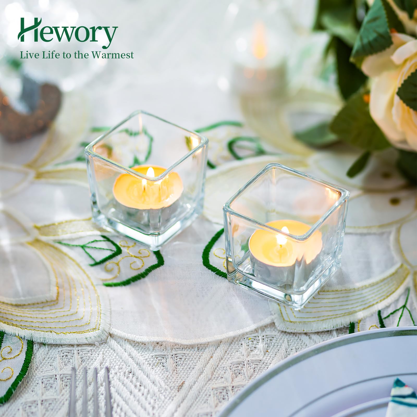 Portacandele verde – Set di 6 portacandele in vetro, candele pilastro e tealight, portacandele vintage per matrimoni, decorazioni da tavolo e candele votive