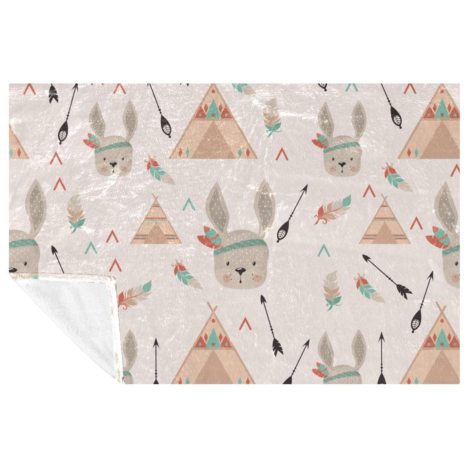 Couverture lapin indien pour lit et pique-nique : plaid doux de voyage