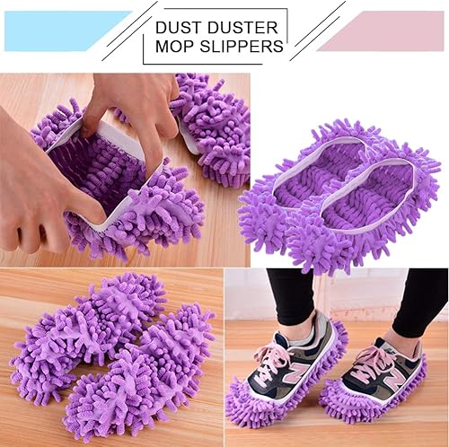 Miniatura 3 de Cosywell 5 pares de 10 pantuflas de mopa para suministros de limpieza de pisos, pantuflas de microfibra lavables y reutilizables, calcetines de