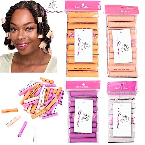 Vista 8 de Juego de 40 varillas permanentes para cabello natural, 4 tamaños, rodillos de ondas frías para mujeres, rizadores de cabello largo, mediano