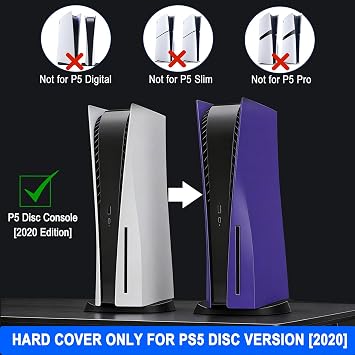 arVin Replacement Side Shell Plate for PS5, Replacement Cover for PS5 Disc Version Console, Dustproof Accessories for PS5 Console, ABS Case (Purple, Disc Version)