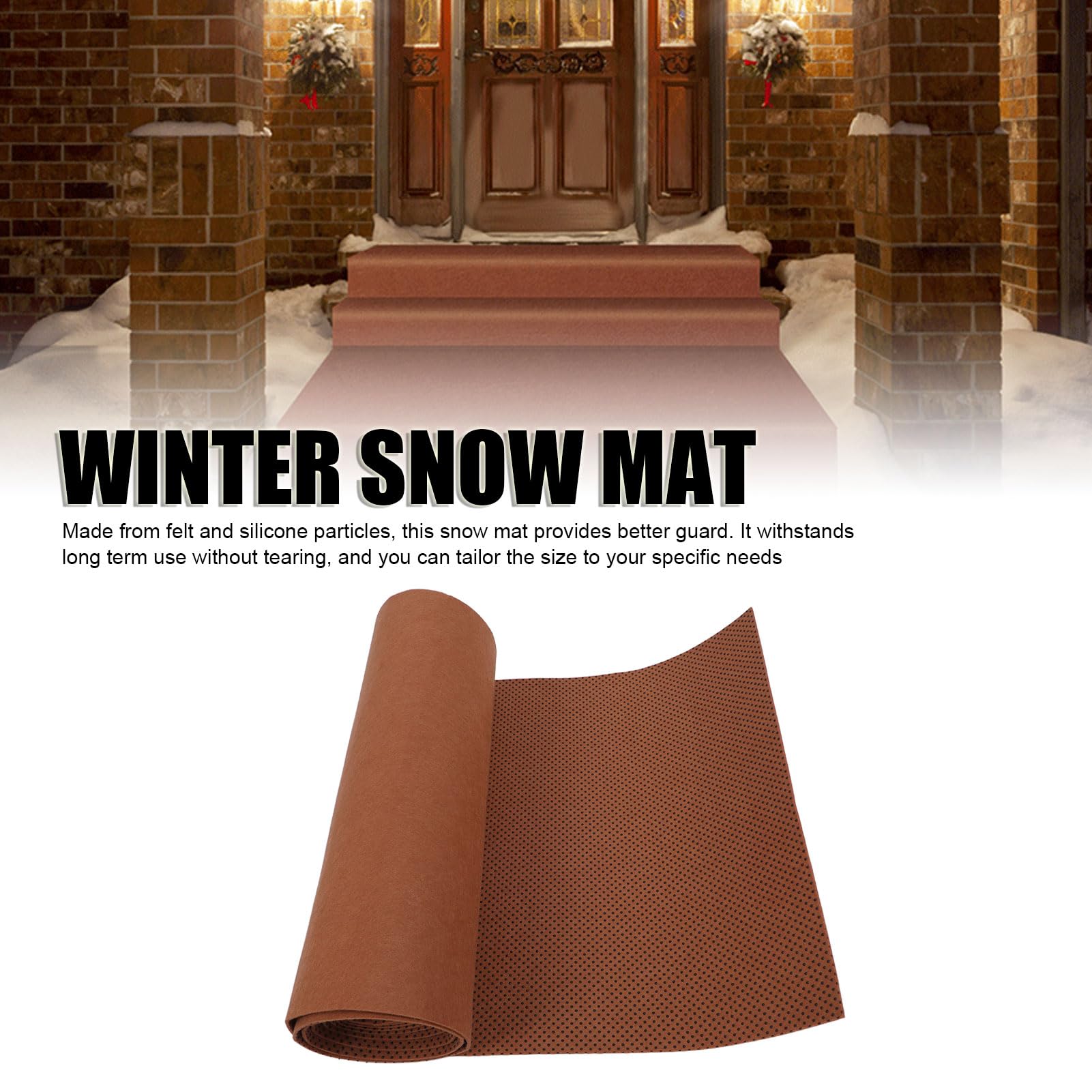 Tapis de Neige Antidérapant, Tapis de Glace d'Hiver en Feutre avec Particules de Silicone pour Allée Extérieure, Offre une Forte Traction pour une Marche Sécurisée en Hiver