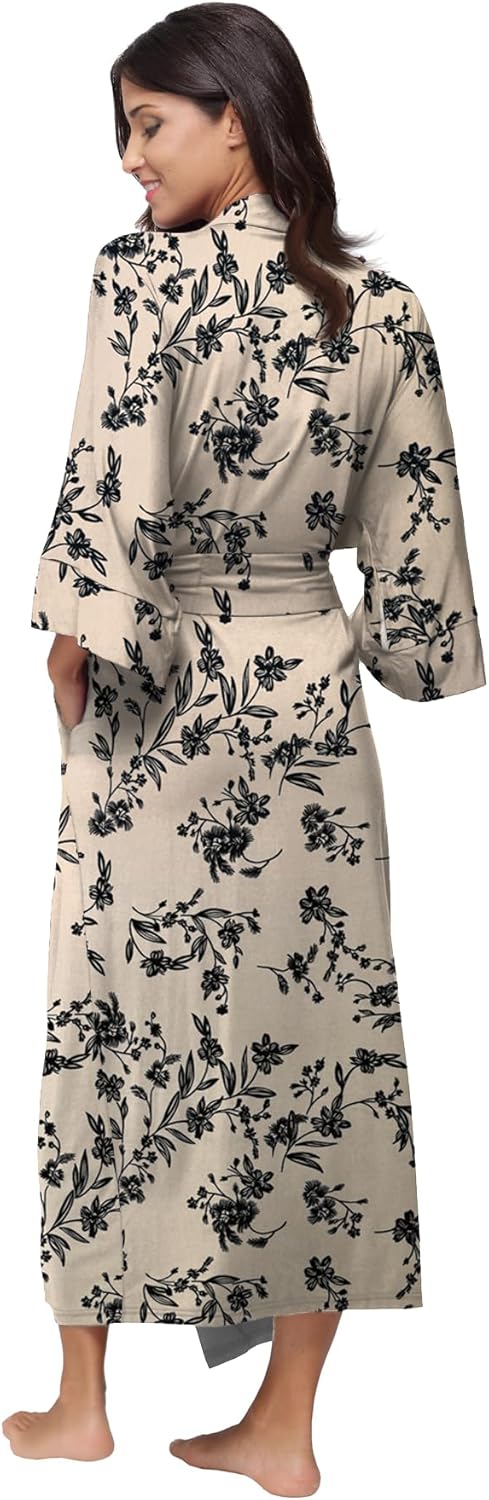 Women's Soft Robes Long Bath Robes Full Length Kimonos Sleepwear Dressing Gown,Solid Color - Image 5