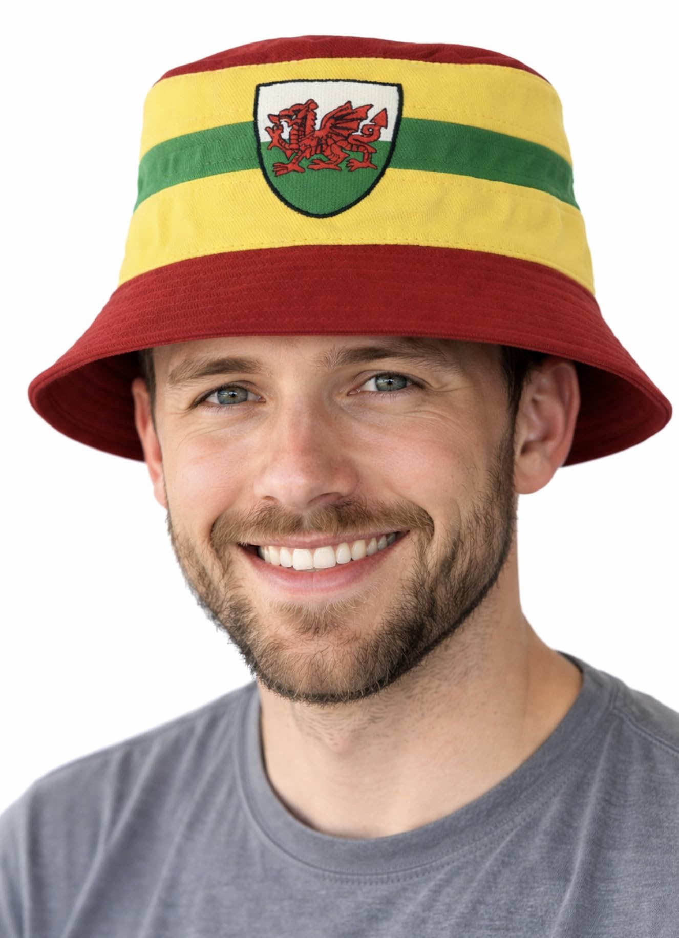 Jokeshop Unisex Red / Yellow / Green Wales Bucket Hat Welsh Football Yma O Hyd World Cup Adult Supporter Hats Gareth Bale