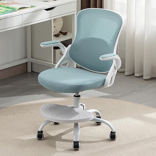 Silla de escritorio para niños, silla de estudio ergonómica con altura ajustable, silla de escritorio de malla giratoria con ruedas, silla de Azul