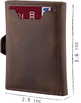 TRUSADOR Verona Unisex RFID Trifold Deri Cüzdan Ön Cep, Kahverengi, Küçük, Kartlıklı