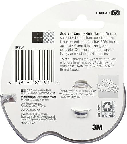 Miniatura 21 de Scotch Cinta ancha superfija, 1 rollo, 50% más adhesiva, favorito de confianza, 1.5 x 650 pulgadas (198 W)