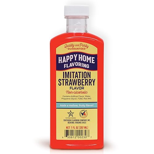 Happy Home Sabor de fresa de imitación, sin alcohol, certificado Kosher, 7 onzas.