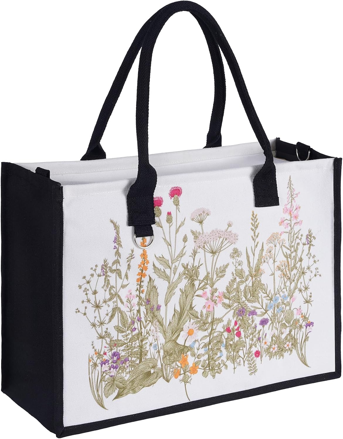 Large Canvas Tote Bag for Women with Zipper and Pocket, Fashion Women Vintage Floral Handbags Travel Crossbody Bags