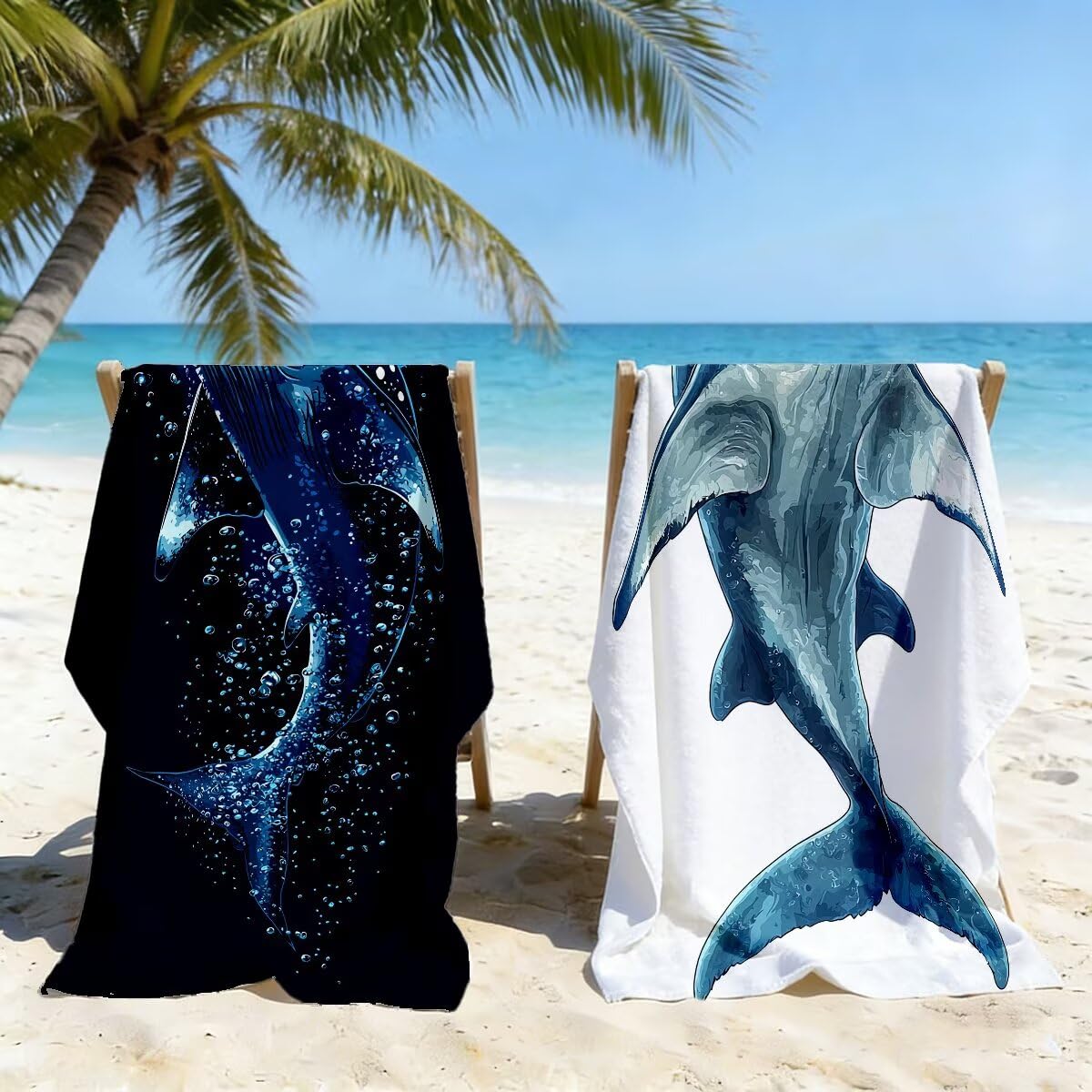 Ręcznik plażowy z mikrofibry, zestaw 2 dużych ręczników kąpielowych 100x200 cm, szybkoschnący ręcznik kąpielowy rekina, ręczniki plażowe, sportowe ręczniki z mikrofibry do podróży -3996