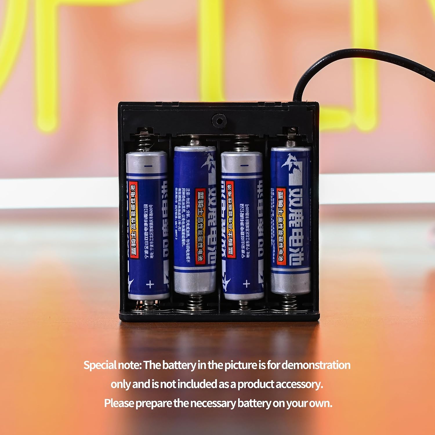 USB Battery Pack for LED Lights - 4 AA Portable Power Supply for Neon Signs and Wedding Decor - High-Efficiency Battery Powered USB Power Supply with Switch (4 Pack, Black)