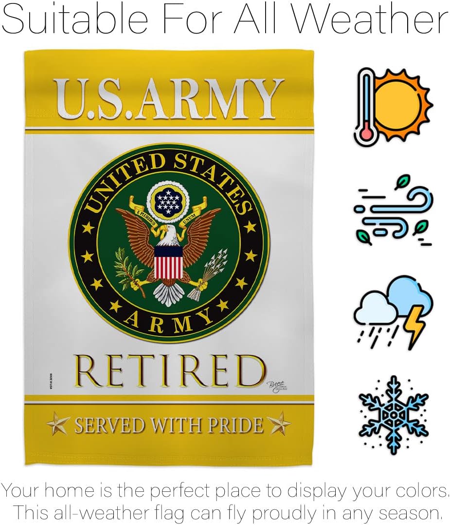 US Army Retired Garden Flag - Set with Stand Armed Forces Rangers United State American Military Veteran Retire Official - House Decoration Banner Small Yard Gift Double-Sided Made in USA 13 X 18.5 - Image 6