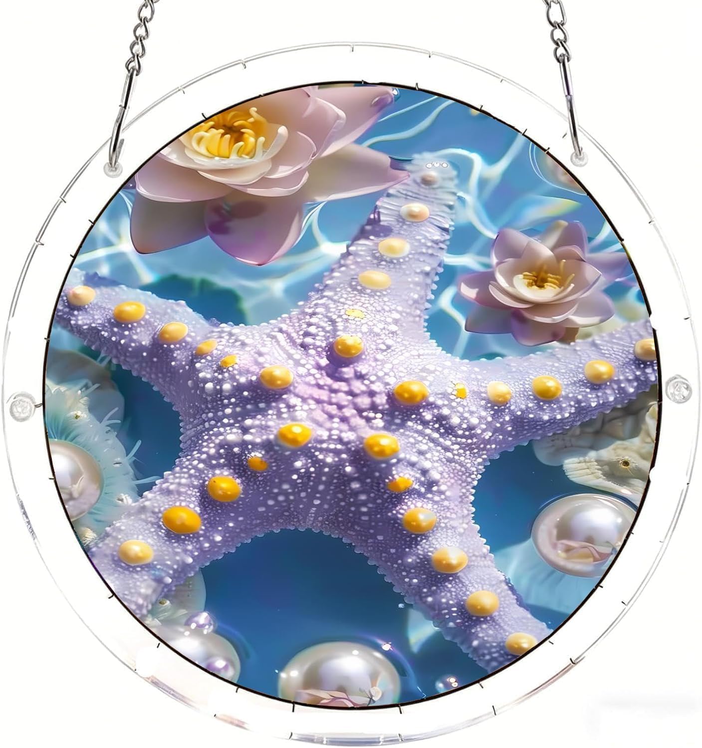 The Beautiful Purple Starfish Starfish Acrylic Jigsaw Puzzles Suncatcher, 7.4 Inch Window Hanging Suncatcher Acrylic Puzzle, DIY Home Decor Art Gift