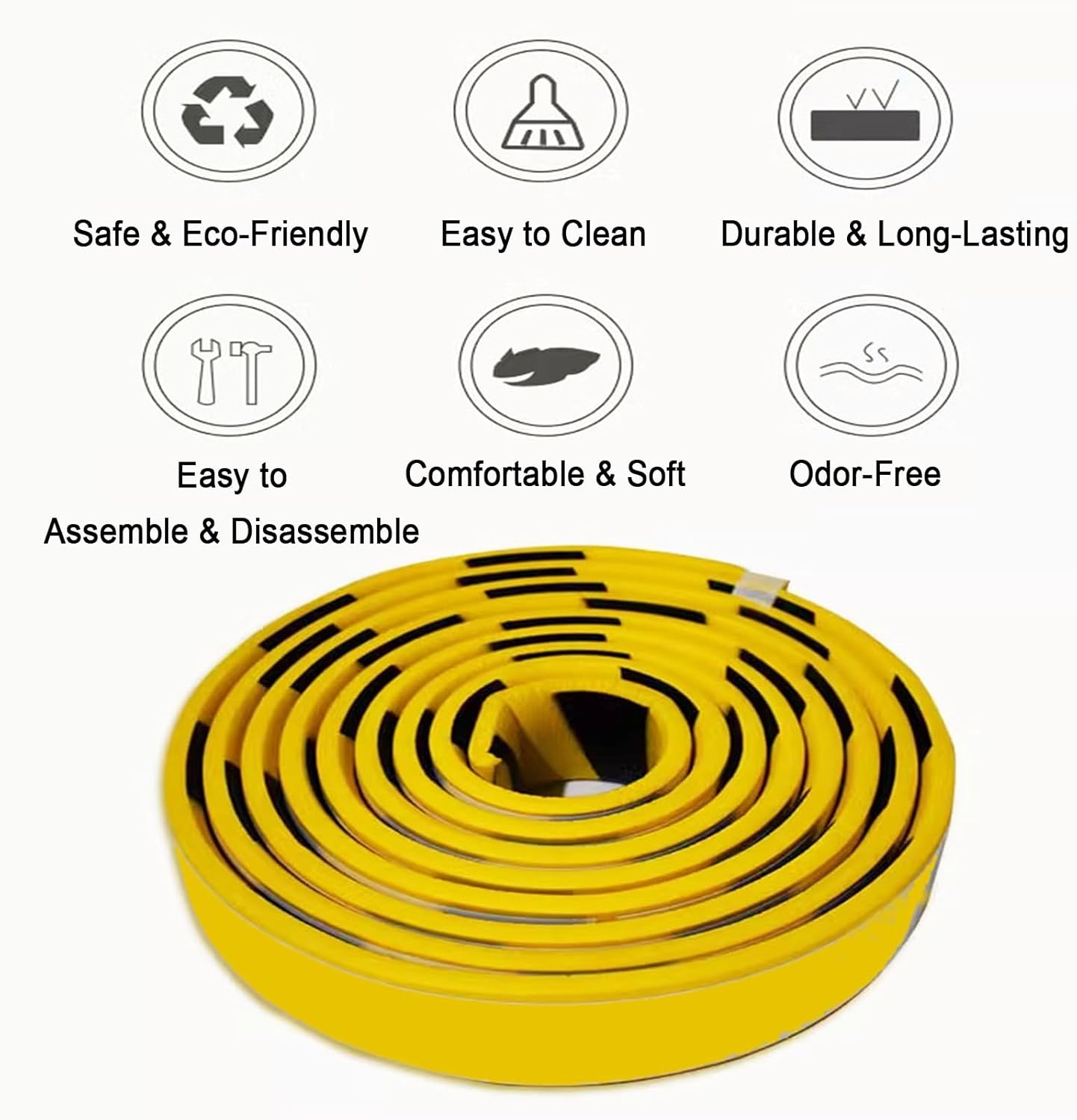 Flat Corner Guards, Industrial Yellow Black Anti-Collision Strips, 197in/500cm Yellow Black Edge Protector, Soft Corner Protectors, for Garage, Warehouse, Factory